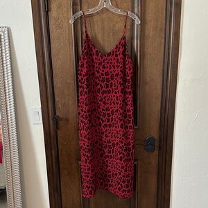 Red and Black Leopard Print Slip Dress from Rails
